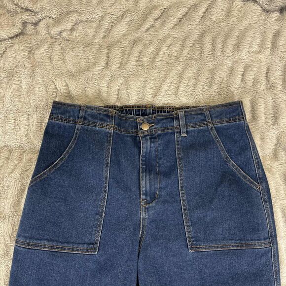 Knox Rose Jeans Women L Straight Leg Mid Rise Blue Stretch Denim Elastic Waist - Picture 3 of 8